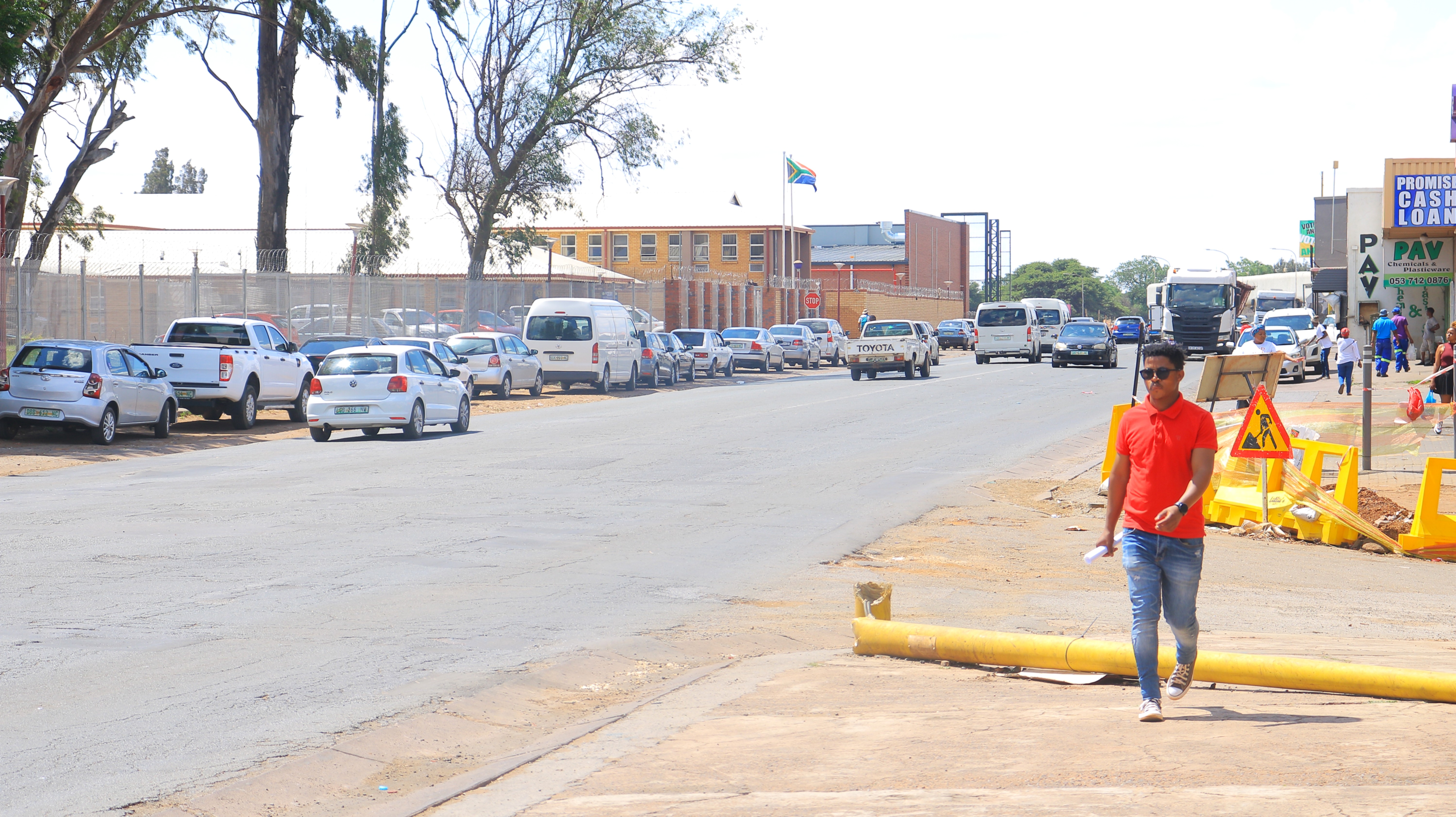 A photo of a main street in Kuruman, Northern Cape province in South Africa